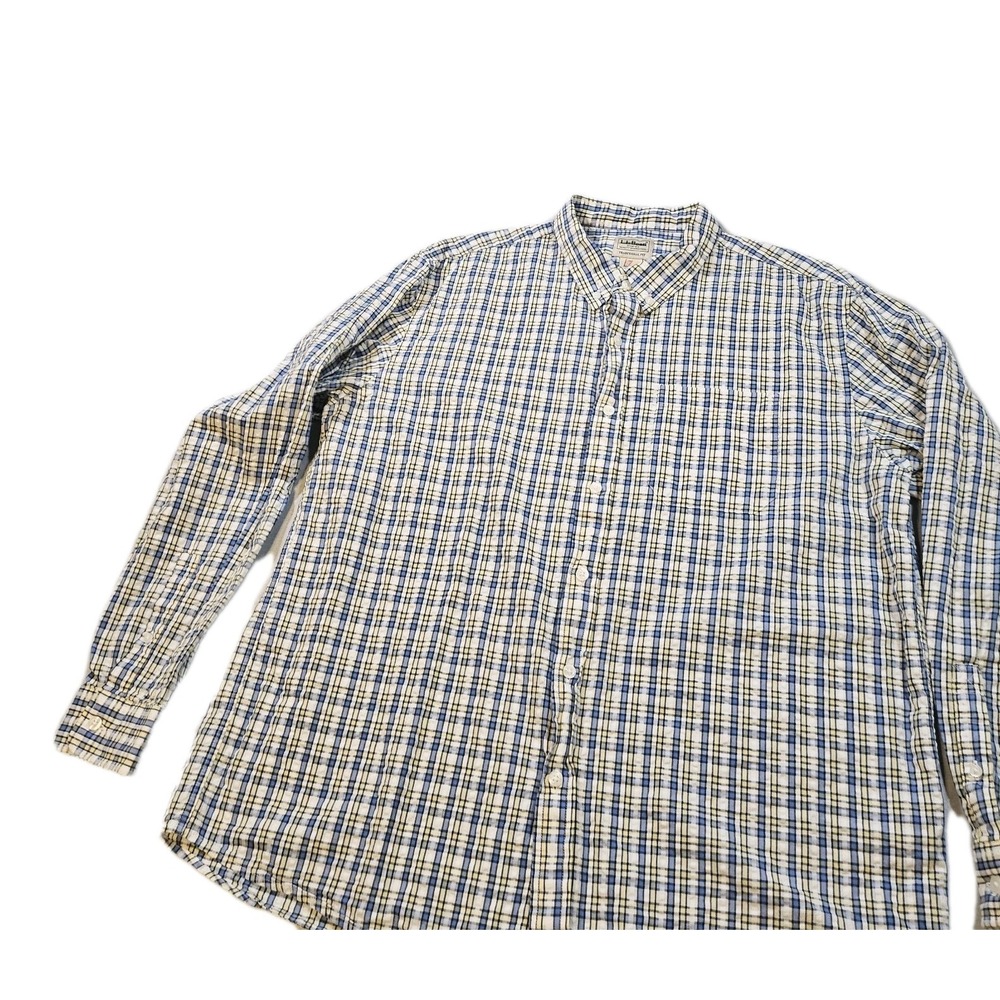 L.L. Bean Traditional Fit Long Sleeve Plaid Button Up Shirt Mens Large 510010